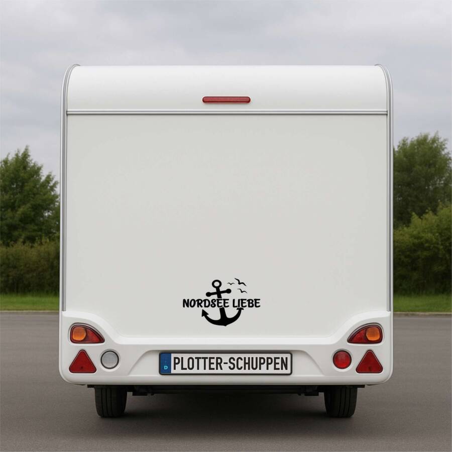 Wohnwagen/Wohnmobil Aufkleber Camping Nordsee Liebe mit Anker  46 x 29 cm